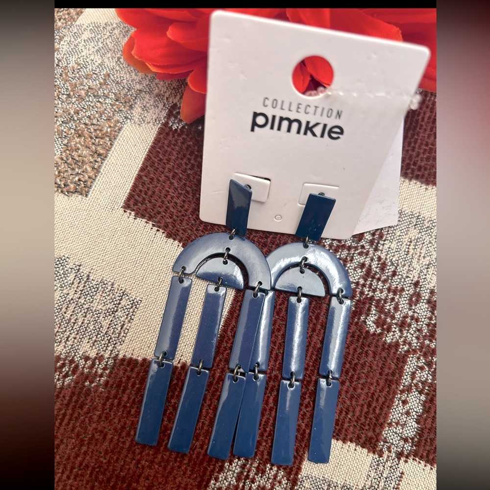 🔴New Fashion Collection Pimkie Blue Enamel Shiny Stud Earrings